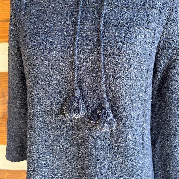 J. JILL Pure Jill Blue Hooded Sweater, Tassels, Pockets, 3/4 Sleeves, XS - Picture 7 of 15